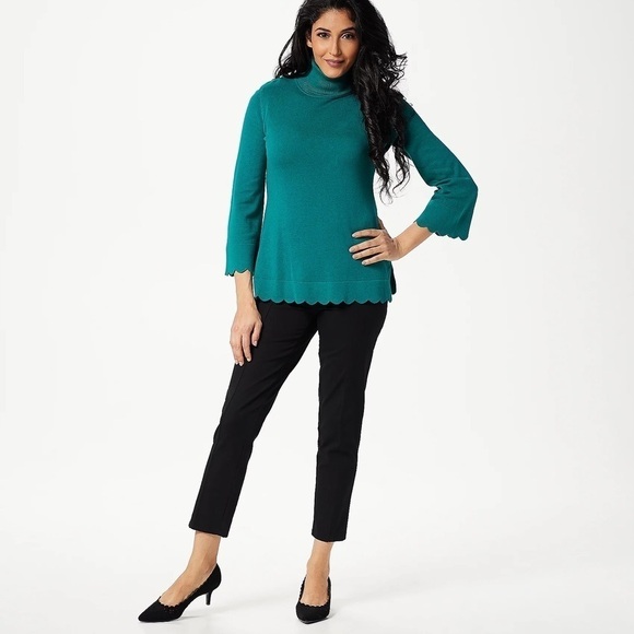 ISAACMIZRAHLIVE Turtleneck Medium Long Sleeve Cotton Rayon Large Sweater NEW - Picture 1 of 7